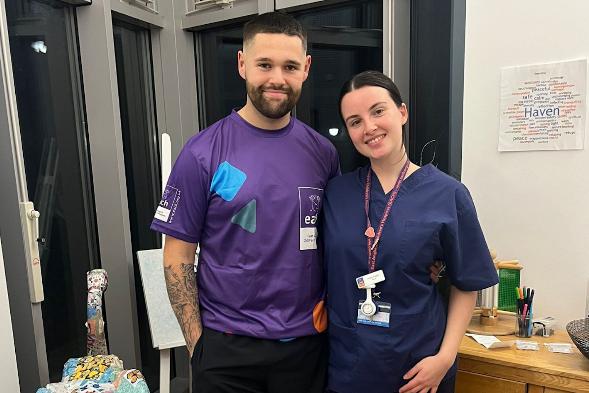 Olly Page and fiancee Holly Fuller, who is a nurse at The Treehouse.